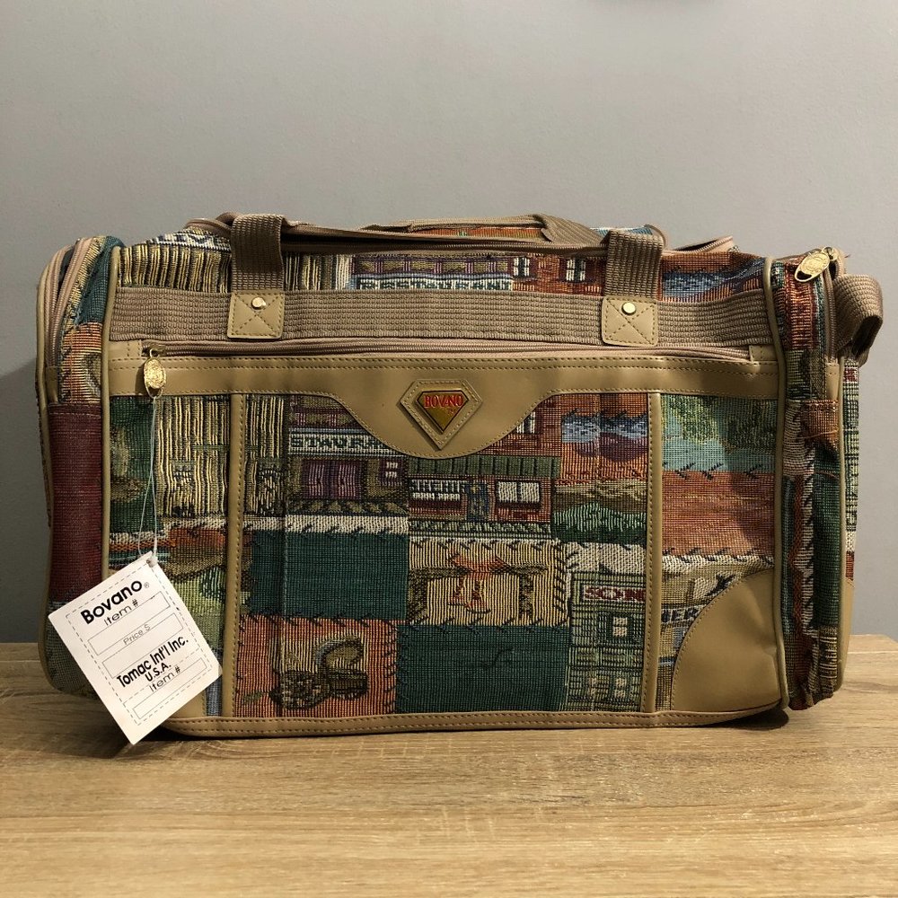 NWT Vintage Bovano Tapestry Carry On Duffle Travel Bag Shoulder Strap